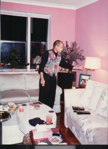 Carlos makes sure every last detail is in order for the Nov. 19th 1993 "20/20" viewing party. Although I brought the pink walls with me when I moved to Riverdale, Carlos and John upgraded to more patterned outfits.