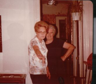 "D" Curley and my mother's Aunt Margaret in our living room. Early 70s. This would be the image I have in my mind of her thrusting the package at me.